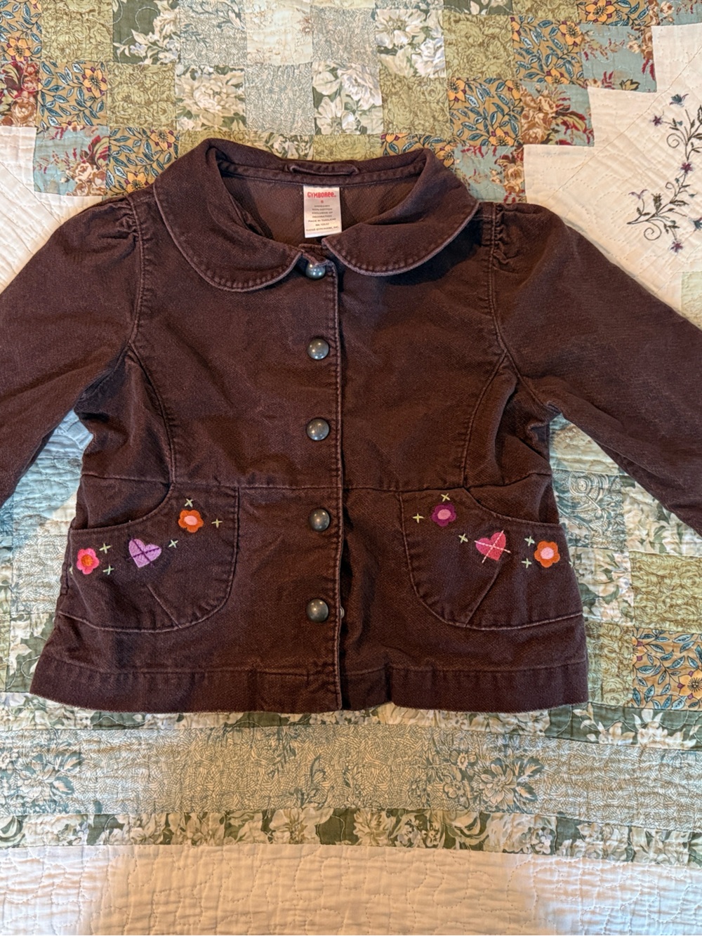 Gymboree Brown Corduroy Jean-Style Jacket with Embroidered Pockets